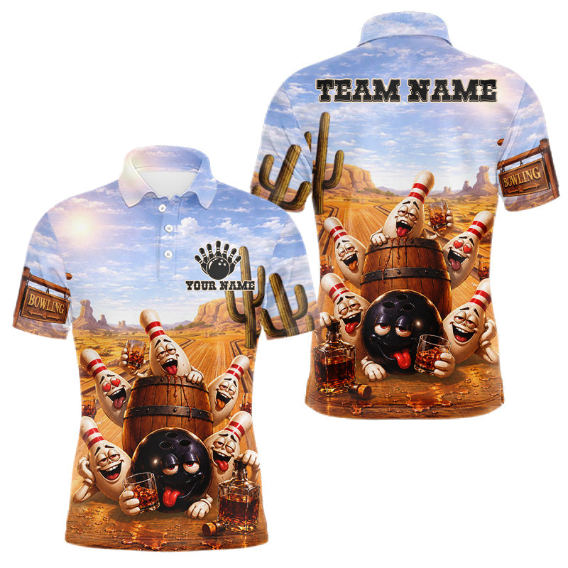 Maxcorners Funny Desert Bowling Pins Drunk Bowling Shirts For Men Custom Drinking Bowling Team Jersey