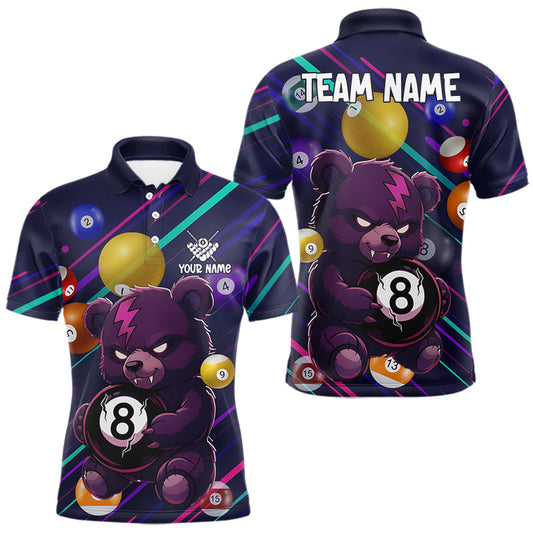 Maxcorners Personalized Funny Bear 8 Ball Billiard Shirt For Men Custom Billiard Jersey, Pool Team Shirts LM2603