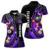 Maxcorners 3D Billiard Balls Fire Flame Custom Pool Shirts For Men, Billiard League Team Jerseys | Purple LM133