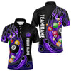 Maxcorners 3D Billiard Balls Fire Flame Custom Pool Shirts For Men, Billiard League Team Jerseys | Purple LM133