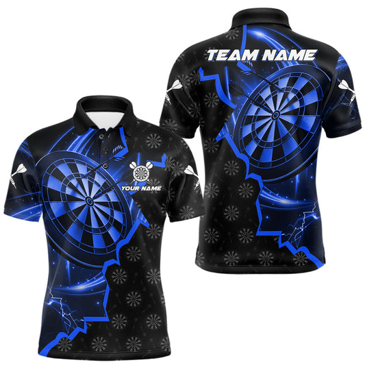 Maxcorners Blue Dartboard Ligthning Darts Shirt For Men Custom Darts Jersey Team Polo & Quarter Zip