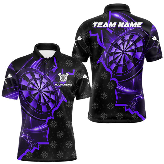 Maxcorners Purple Dartboard Ligthning Darts Shirt For Men Custom Darts Jersey Team Polo & Quarter Zip