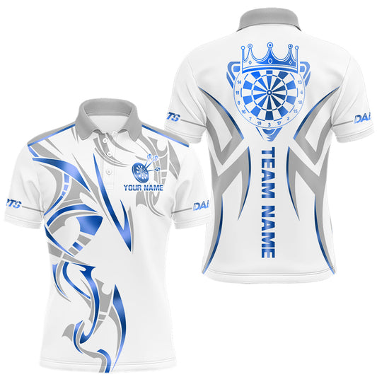 Maxcorners White And Blue Dartboard Crown Dart Shirts For Men Custom Dart Jersey Team Polo & Quarter Zip