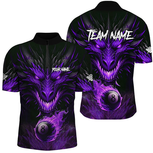Maxcorners Personalized Dragon 8 Ball Fire Flame 3D Billiard Shirts, Billiard League Team Jerseys