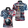 Maxcorners Personalized Smoke Usa 8 Ball Pool Billiard Shirts For Men, Patriotic American Team Billiard Jersey