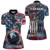 Maxcorners Personalized Smoke Usa 8 Ball Pool Billiard Shirts For Men, Patriotic American Team Billiard Jersey
