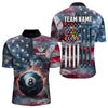 Maxcorners Personalized Smoke Usa 8 Ball Pool Billiard Shirts For Men, Patriotic American Team Billiard Jersey