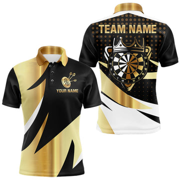 Maxcorners Black And Gold Dartboard Crown Darts Shirt For Men Custom Darts Jersey Team Polo & Quarter Zip LM1904