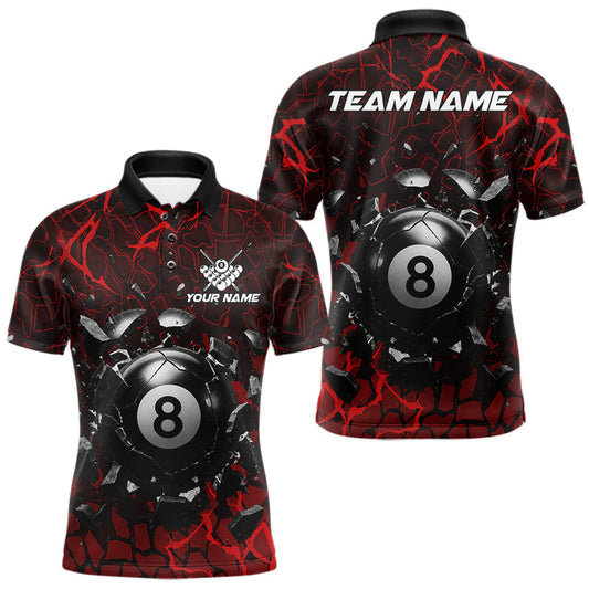 Maxcorners Custom Red 8 Ball Pool Crack Billiard Shirts For Women, Billiard Team Jersey Polo & Quarter Zip
