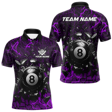 Maxcorners Custom Purple 8 Ball Pool Crack Billiard Shirts For Men, Billiard Team Jersey Polo & Quarter Zip