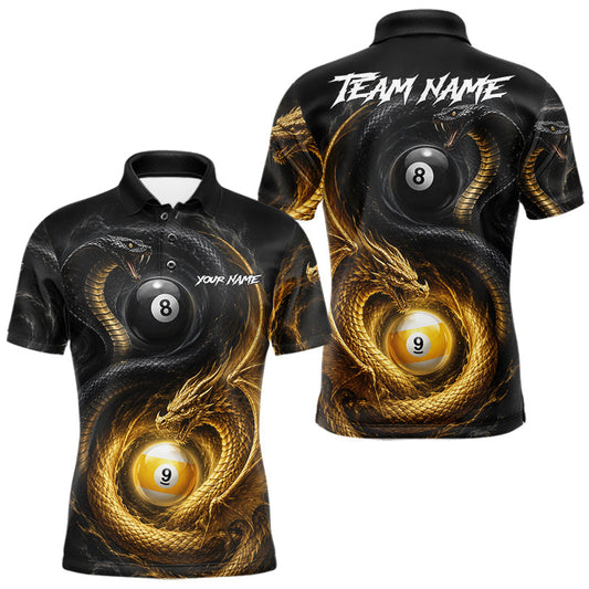 Maxcorners Custom 8 Ball 9 Ball Pool Cobra Snake And Dragon Billiard Shirt For Men, Billiard Team Jersey LM0106