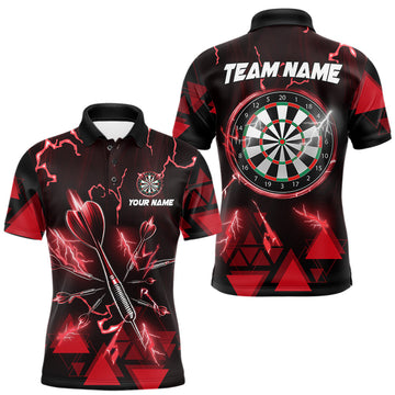 Maxcorners Red Darts Arrow Thunder Lightning Dart Shirts For Men Custom Dart Team Jerseys Polo & 1/4 Zip