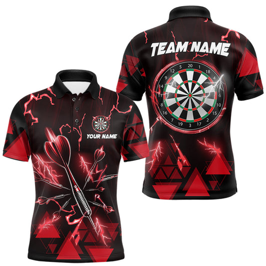 Maxcorners Red Darts Arrow Thunder Lightning Dart Shirts For Men Custom Dart Team Jerseys Polo & 1/4 Zip