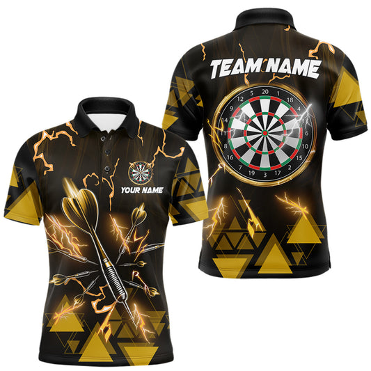 Maxcorners Yellow Darts Arrow Thunder Lightning Dart Shirts For Men Custom Dart Team Jerseys Polo & 1/4 Zip