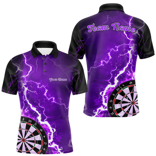 Maxcorners Purple Lightning Dart Shirts With Pocket Option Custom Darts Jersey For Men