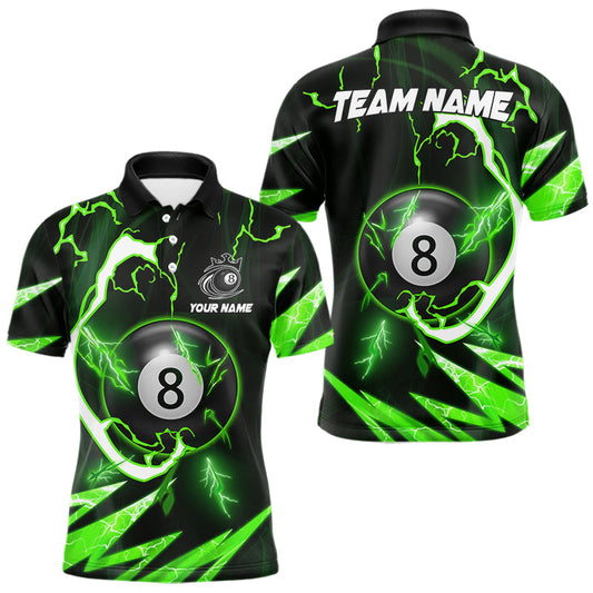 Maxcorners Personalized Green 8 Ball Pool Billiard Shirts For Men Custom Thunder Lightning Pool Jerseys