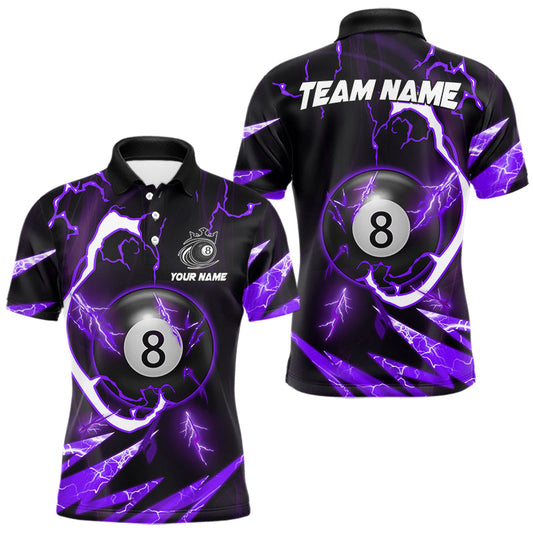 Maxcorners Personalized Purple 8 Ball Pool Billiard Shirts For Men Custom Thunder Lightning Pool Jerseys