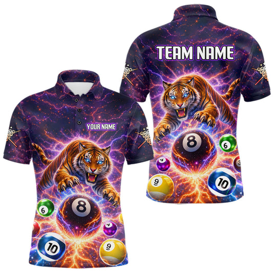 Maxcorners Colorful Billiard Balls Tiger Pool Shirt For Men Custom Thunder Lighting Billiard Team Jersey LM0901