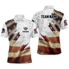 Maxcorners Personalized Retro American Flag Billiard Men Polo Shirts Custom Patriotic Billiard Jerseys Uniform LM054