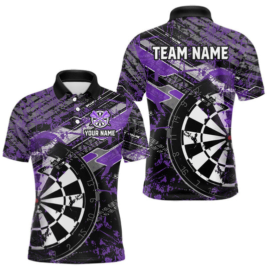 Maxcorners Personalized Purple Splatter Grunge Darts Shirt For Men