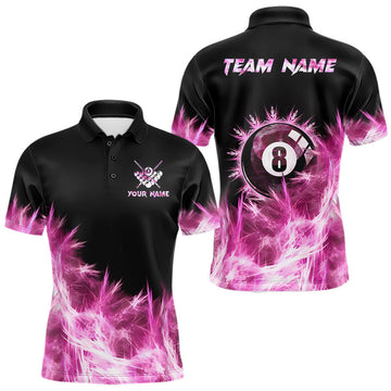 Maxcorners Pink 8 Ball Pool Icy Billiard Polo & Quarter Zip Shirts For Men Custom Billiard Team Jersey LM0410