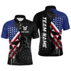 Maxcorners Grunge American Flag Skull Darts Shirt For Men Custom Patriotic Darts Team Jerseys Polo & 1/4 Zip LM2206