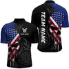 Maxcorners Grunge American Flag Skull Darts Shirt For Men Custom Patriotic Darts Team Jerseys Polo & 1/4 Zip LM2206