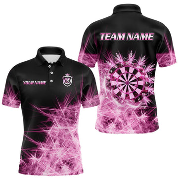 Maxcorners Pink Icy Light Darts Polo & Quarter Zip Shirts For Men Custom Dart Shirts For Team Darts Jerseys LM1508