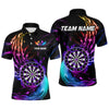 Maxcorners Personalized Purple Blue Dartboard Flame Dart Shirt For Men Custom Darts League Team Jerseys LM2206