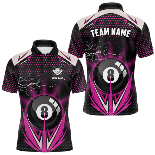 Maxcorners Pink 8 Ball Pool Billiard Jersey For Men Custom Lightning Billiard Team Shirt Polo & Quarter Zip