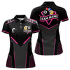 Maxcorners Personalized 8 Ball & 9 Ball Pool Billiard Polo, 1/4 Zip Custom Team Billiard Jersey|Pink