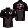 Maxcorners Personalized 8 Ball & 9 Ball Pool Billiard Polo, 1/4 Zip Custom Team Billiard Jersey|Pink