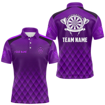 Maxcorners Personalized Purple Geometric Darts Shirt For Men Custom Darts Jersey, Darts Tournament Team Shirt LM2709