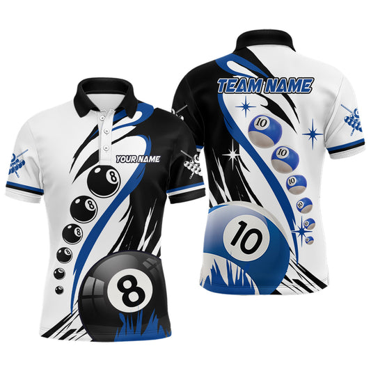 Maxcorners Billiards 8 Ball & 10 Ball Shirts Men And Women Billiard Polo & 1/4 Zip Shirts Billiard Team Jerseys