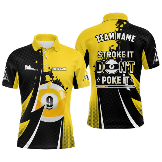 Maxcorners Billiards Funny Stroke It Don't Poke It Shirts Men And Women Billiard Polo & 1/4 Zip Shirts Billiard Team Jerseys