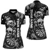 Maxcorners Black Grey Grunge Argyle Skull Dart Shirts Custom Men's Dart Jerseys Team Polo & Quarter Zip