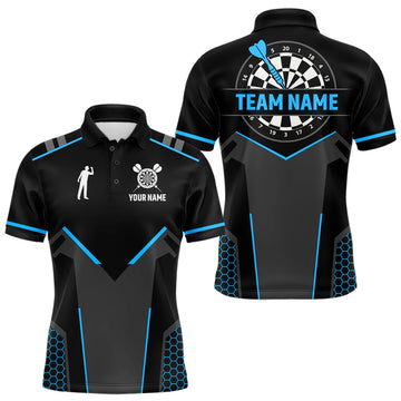 Maxcorners Darts Jersey For Men Custom Polo & Quarter Zip Darts Tournament Team Shirt | Blue LM1903