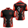 Maxcorners Black And Red Crown Darts Shirt For Men Custom Darts Jerseys Team Polo & Quarter Zip Uniform  LM0607