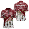 Maxcorners Personalized Marble Swirl Dart Shirt For Men Custom Funny Darts Jersey Team Polo & 1/4 Zip| Red LM2206