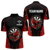Maxcorners Custom Men's Darts Polo Shirts Red & Black Eagle Dartboard For Darts Jersey LM2007
