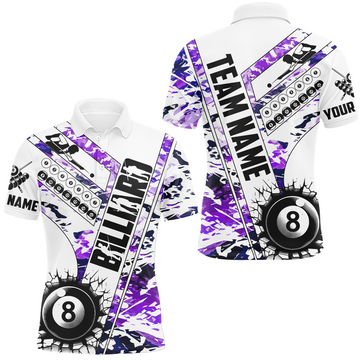 Maxcorners Cracky Billiard 8 Ball Pool With Camo Men Polo Shirts Custom Team League Billiard Shirts| Purple LM154