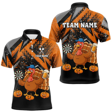 Maxcorners Personalized Funny Drunk Turkey Darts Jersey For Men Custom Pumpkin Thanksgiving Darts Team Shirts LM1508