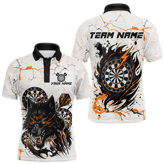 Maxcorners White Grunge Wolf Dart Shirt & Pocket Option Custom Men's Dart Jersey|Orange
