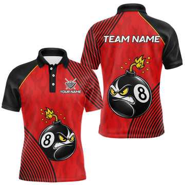 Maxcorners Personalized Red Funny 8 Ball Bomb Billiard Shirt For Men Custom Pool Team Jersey, Billiard Gifts