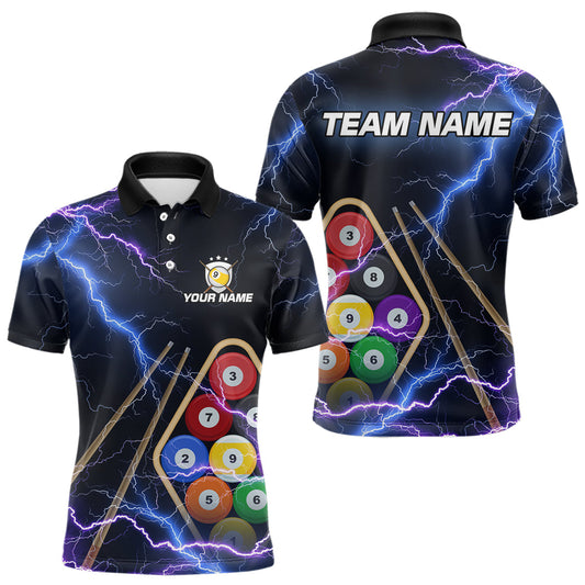 Maxcorners Purple Thunder Lightning 9 Ball Billiard Shirt For Men Custom 9 Ball Team Shirt, Billiards Jerseys LM2603