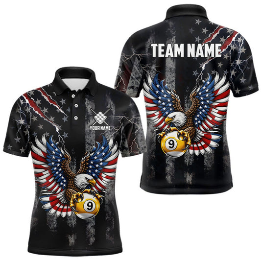 Maxcorners Vintage American Flag Eagle Patriotic Billiard Shirt For Men Custom 9 Ball Pool Team Jersey LM0510