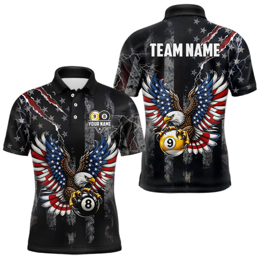 Maxcorners Vintage American Flag Eagle Patriotic Billiard Shirt For Men Custom 8 Ball 9 Ball Pool Team Jersey LM0510