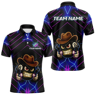 Maxcorners Funny Neon 8 Ball Pool Billiard Shirt For Men Custom Billiard Team Jersey Polo & 1/4 Zip LM0412