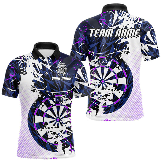 Maxcorners Personalized Paint Splash Darts Shirt For Men Custom Darts Jersey Team Polo & 1/4 Zip |Purple