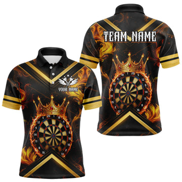Maxcorners Black And Gold Dartboard Crown Darts Shirt For Men Custom Dart Jerseys Team Polo & 1/4 Zip